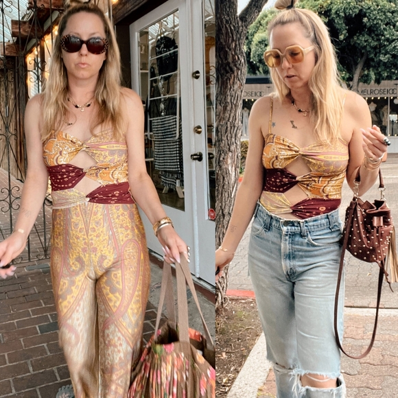 Rare Novella Royale Etta Tank Midnight Haze M Moon Stars Camisole Floral cut out - Picture 16 of 16